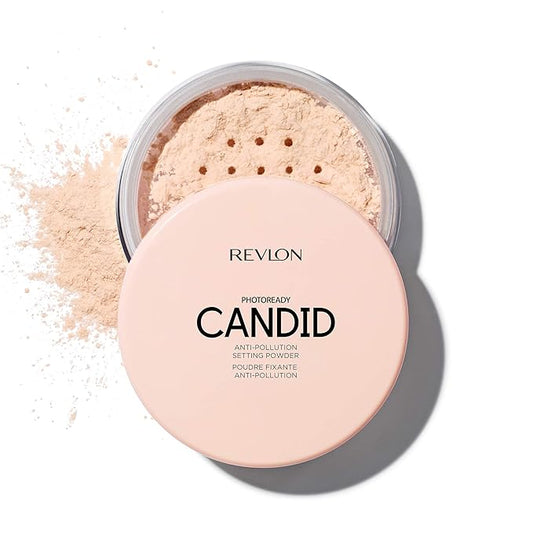 Revlon Setting Powder, PhotoReady Candid Blurring Face Makeup, Anti-Pollution, Lightweight & Breathable High Pigment, Natural Finish, 001 Universal Translucent, 0.5 Oz-BrightBean Baby