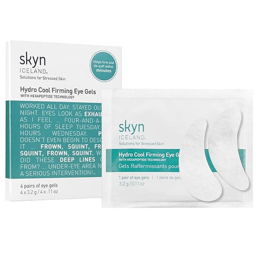 skyn ICELAND Hydro Cool Firming Under Eye Patches, Instant Cooling for Puffy, Tired Eyes with Peptides and Coenzyme Q10, 10 Minute Treatment, Vegan, All Skin Types, 4 Pairs-BrightBean Baby