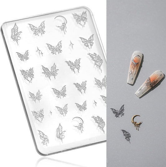 Nail Art Silicone Mold - Butterfly Stars Moon Decoration for 3D Carving Templates, Precise Embossed Pattern Tools, Charms for Acrylic DIY Craft-BrightBean Baby