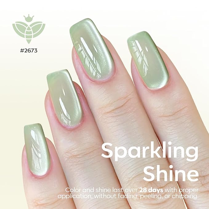 Modelones Cat Eye Gel Nail Polish, 6 Colors Glitter Summer Pink Blue Green Blue Gel Polish Set with Magnet Sparkle Translucent Nail Polish Kit Soak Off Led Nail Art Manicure Salon DIY Gifts-BrightBean Baby