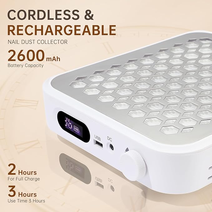 Nail Dust Collector, Rechargeable Dust Collector Nail Tech, Powerful Vacuum Fan Vent Dust Collector Extractor Dust Suction Machine for Acrylic Nails Polishing, Nail Salon&Home-BrightBean Baby