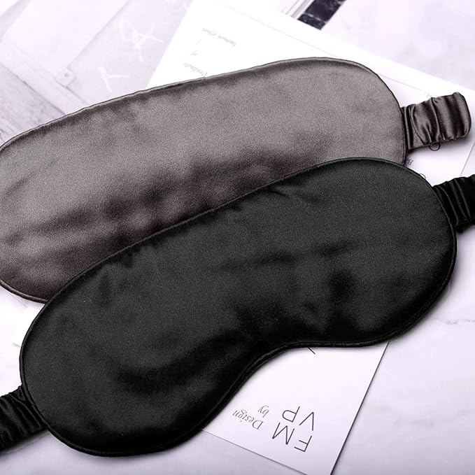 Silk Sleep Mask Light Blocking Luxury 100% Mulberry 19mm Silk Eye Mask Eye Cover Blindfold Ultra Soft Light & Comfy Anti Aging Skin Care with Travel Bag Gift Package-BrightBean Baby