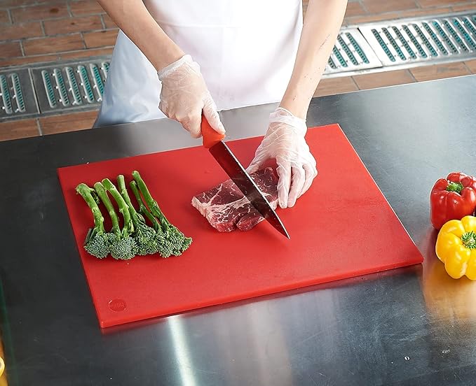 CURTA Cutting Boards for Kitchen, 20" x 14" x 0.5" Red Color Coded Plastic Chopping Board with Anti Slip Surface Dishwasher Safe