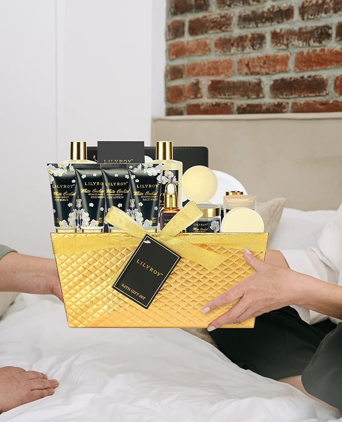 Mothers Day Gifts for Mom - Luxury 18-Piece Gold Leather Spa Gift Set, Premium Bath Collection with Bath Bomb | Father's Day Christmas Birthday Gifts, All Occasion Ultimate Holiday Gift for Her & Him-BrightBean Baby