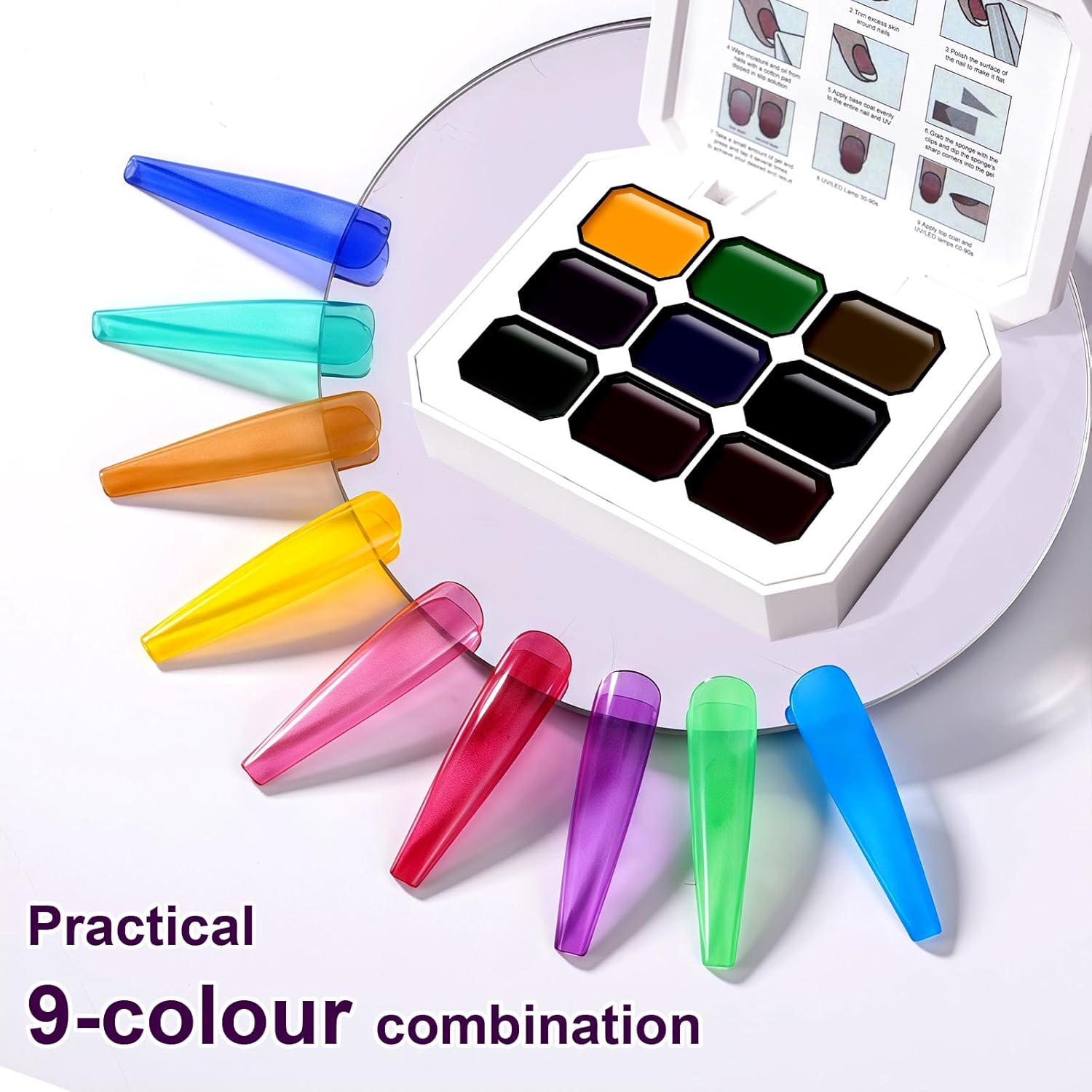 Gradient Painting Gel, 9 Colors Ombre Gel Nail Polish Glazed Colors for Pigment Pat Aura Nails French Manicure Soak Off UV Long-lasting High-glossy Home Nail Salon Dopamine Fructose-BrightBean Baby