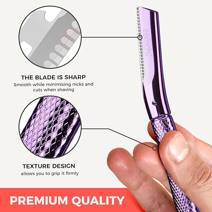 ZOMCHI Eyebrow Razor, Face Razors for Women&Men, Eyebrow Trimmer Shaper with Precision Cover, Facial Shaver with 6 Blades (Purple)-BrightBean Baby