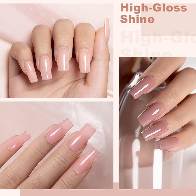 RARJSM Nude Gel Polish Set Jelly Pink Collection of 6 Transparent Natural Colors Sheer Pink Milky Mavue Purple Light Brown French Manicure LED UV Gel Nail Polish Soak Off Curing Requires Home Salon-BrightBean Baby