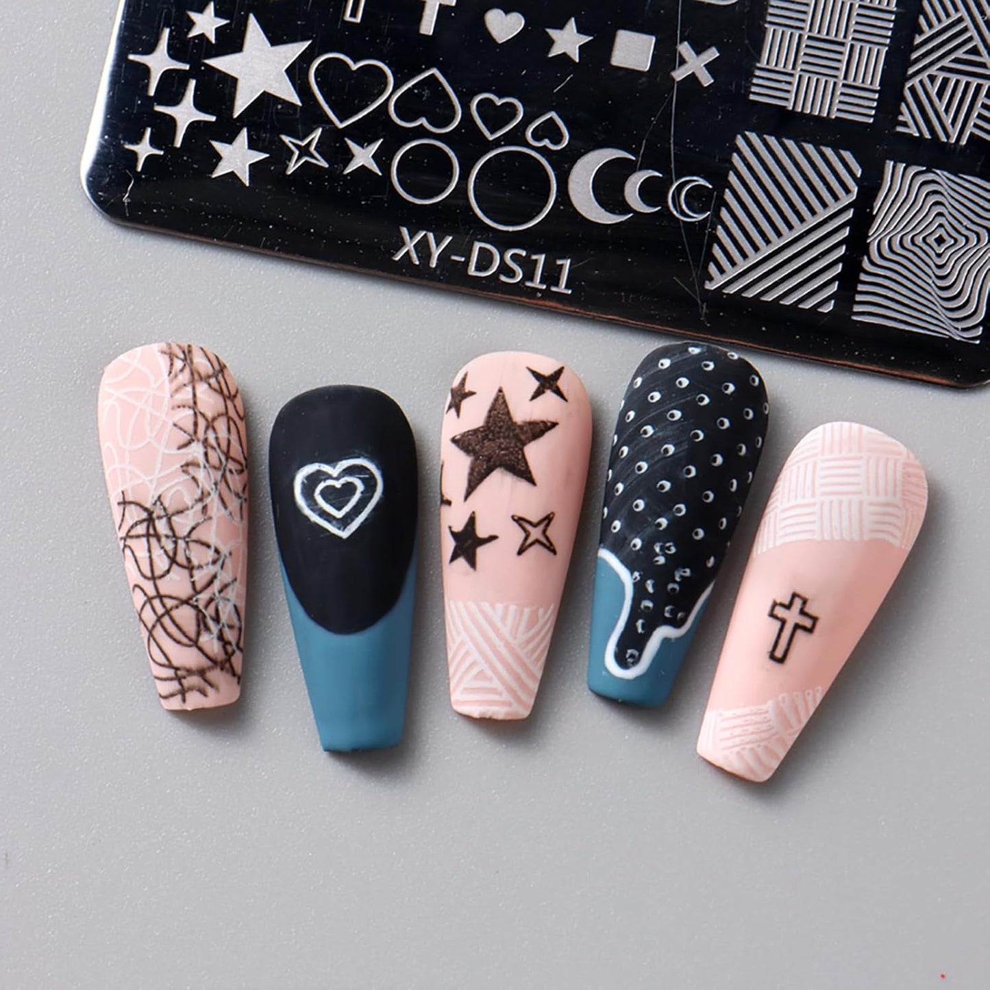 Valentine Nail Art Stamping Plate Kit,Love Heart Butterfly Flower Cat Design Stamp Templates,Love Words Stamp Templates Kit,Valentines Romantic Metal Nail Plates for DIY Printing Decor 4Pcs-BrightBean Baby