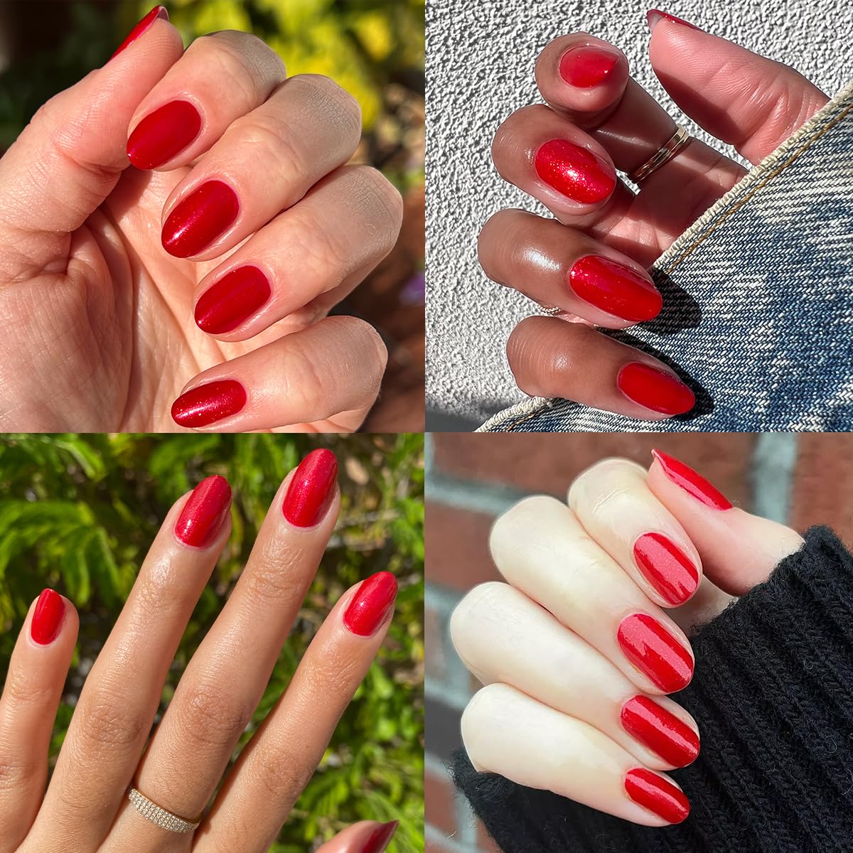 Olive & June Quick Dry Nail Polish | Instant, Fast-Drying, Smudgeproof Color | 15-free, Vegan, Cruelty-Free Formula | Lasts up to 5 Days | Salon-Quality Manicure at Home | Lippy | Shimmering Red-BrightBean Baby