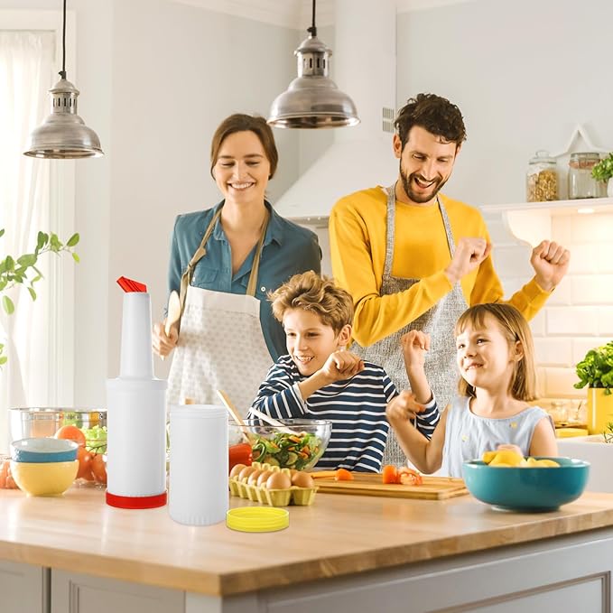 6Pack Fruit Juice and Liquor Pour Bottles, Colorful Juice Pouring Bottle Containers, Plastic Juice Pour Bottles for Liquor Juice, Plastic Juice Dispensers for Home Party Bar Kitchen Supplies