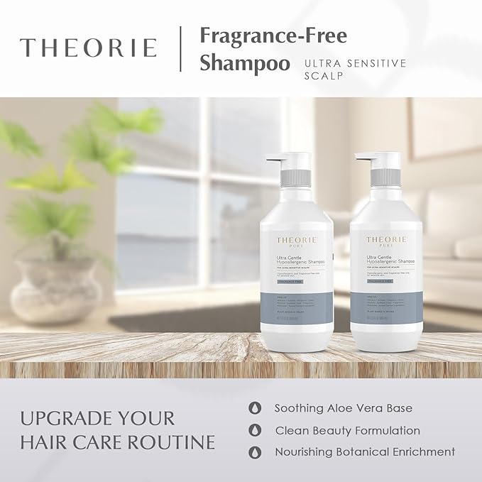 Theorie PURE Ultra Gentle Hypoallergenic Shampoo – Plant-Based & Vegan – Fragrance-Free – Designed for Delicate Scalp Care – Pump Bottle – 400mL-BrightBean Baby