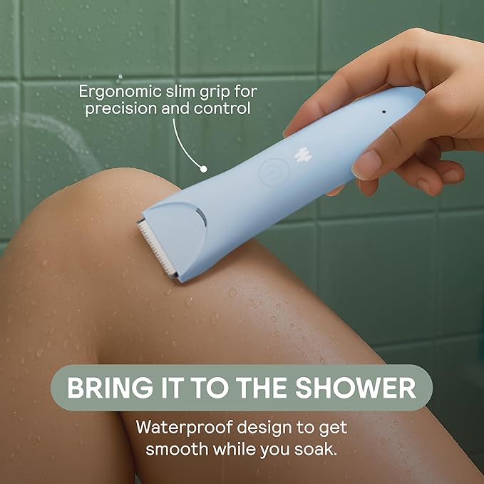 MERIDIAN Slimmer Trimmer – Electric Razor for Women, Bikini Line & Pubic Hair Trimmer, Rechargeable & Waterproof, Painless, Flawless Shave for Sensitive Skin, Gentle, Quiet & Travel-Friendly, Sage-BrightBean Baby