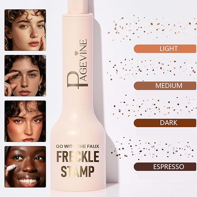 Freckle Stamp Pen, Waterproof Fake Freckles Makeup Tool, Upgrade Liquid Faux Freckles Pen, Quick-Dry, Long-Lasting, Lifelike, Natural Sunkissed Makeup, with Multi-Prong Precision Stamp Head (Dark)-BrightBean Baby