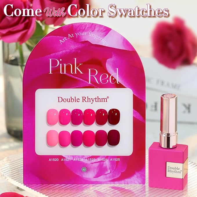 Double Rhythm 6 Pcs 15 ML Gel Polish Set Same Color Same Bottle Soak Off Gel Polish Kit Nail Art Manicure Salon DIY at Home for Women (Neon Light Pink Purple Burgundy Red-T6-8)-BrightBean Baby