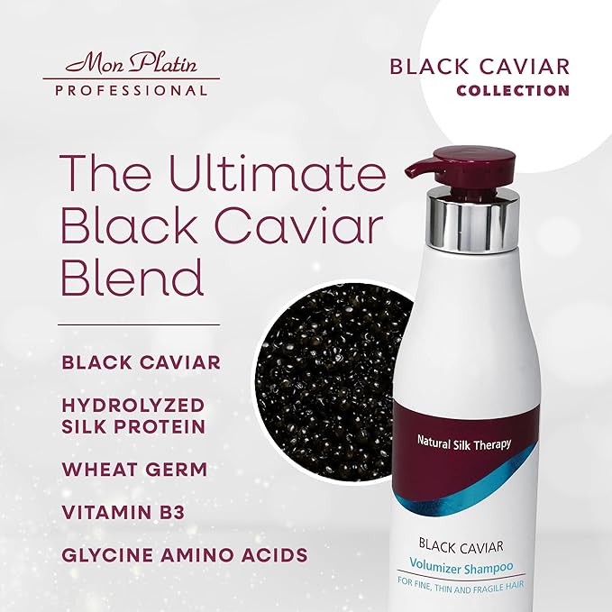 Mon Platin Professional Black Caviar Volumizer Hair Shampoo - For Fine, Thin, Fragile Hair - Enriched with Black Caviar, Hair Shampoo for Damaged hair, Volume Shampoo, SLS/Salt Free 500ML-BrightBean Baby