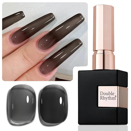 Double Rhythm 0.5Oz Translucent Gel Polish Sheer Neutral Natural Light Milky Same Color Same Bottle 15ML Jelly Gel Polish Nail Art DIY at Home (Black-A1366)-BrightBean Baby