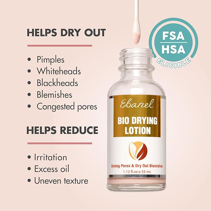 Ebanel Acne Spot Drying Lotion for Face & Body with Sulfur & Salicylic Acid, Targets Pimples & Zits, Helps Clear Pores and Reduce Surface Blemishes Overnight-BrightBean Baby