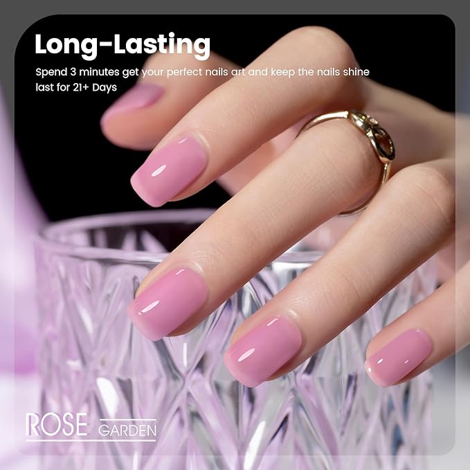 RARJSM Purple Pink Jelly Gel Nail Polish Set 6pcs Clear Crystal Glass Grape Purple Rose Pink Series Transparent Sheer Amber Milky Gel Varnish LED UV Curing Requires Soak off French Manicure Home Salon-BrightBean Baby