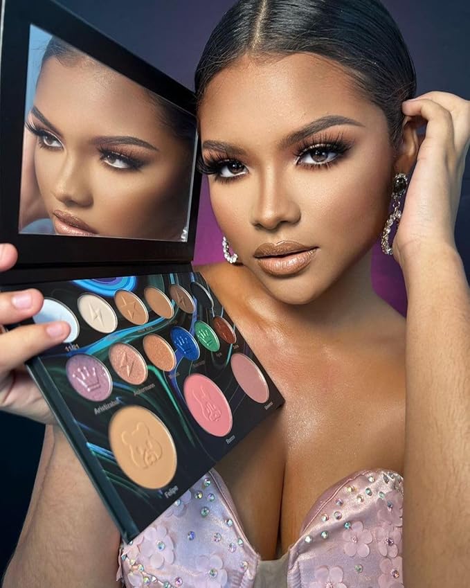 MUBA COSMETICS Andrés Felipe All in One Makeup Palette - Face Makeup Set with 12-Color Matte & Shimmer Eyeshadow Palette with Face Highlighter, Makeup Blush, Contour Powder-BrightBean Baby