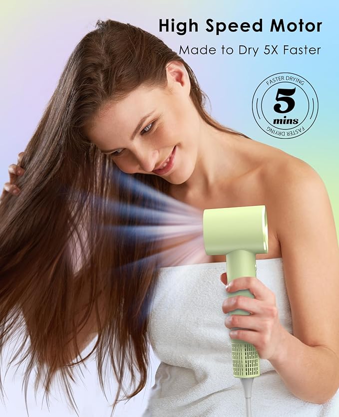 Hair Dryer with Diffuser for Curly Hair, Negative Ionic Hairdryer, High-Speed Blow Dryer with 110, 000 RPM Brushless Motor, Fast Drying Lightweight Travel Hairdryer, Low Noise Quiet Hair Dryers-BrightBean Baby