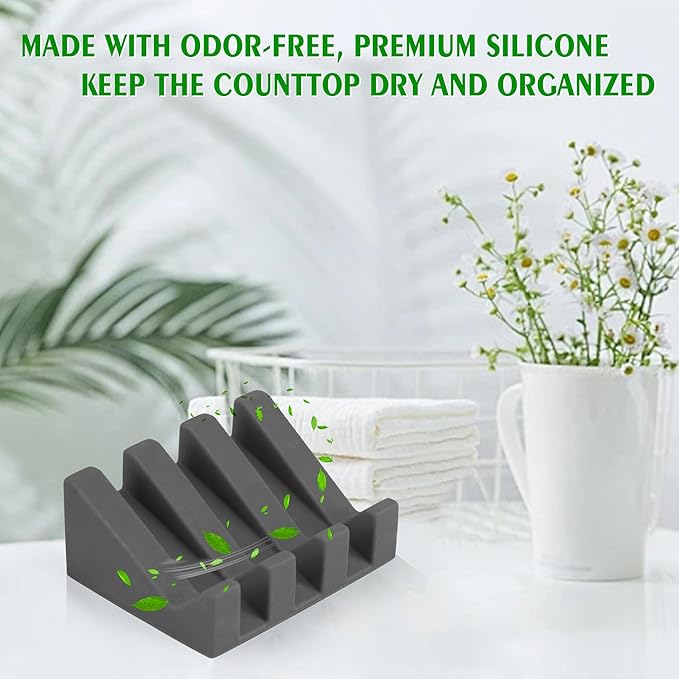 Self Draining Soap Dish,Silicone Suction Cup Soap Holder, Bathroom Soap Dish for Bar Soap,Can Extend Soap Life,Bathroom, Bath Tub, Kitchen Sink (2, Grey)