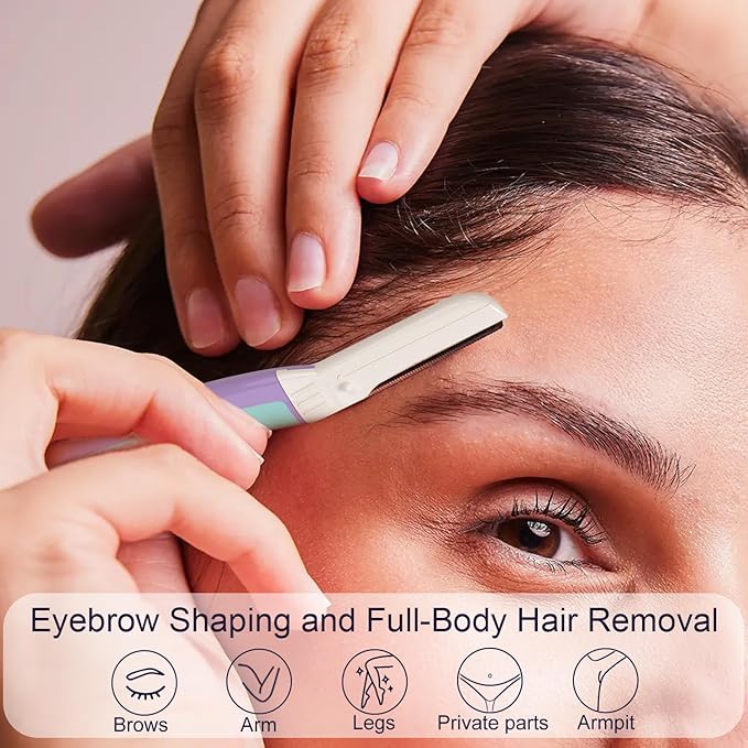 Face Razors for Women, Dermaplane Razor for Women Face, Eyebrow Razor, Dermaplaning Tool, Skin Safe Microblades, Peach Fuzz Remover, Skin Care Tool, Travel Essentials, (12ct, Wisteria)-BrightBean Baby