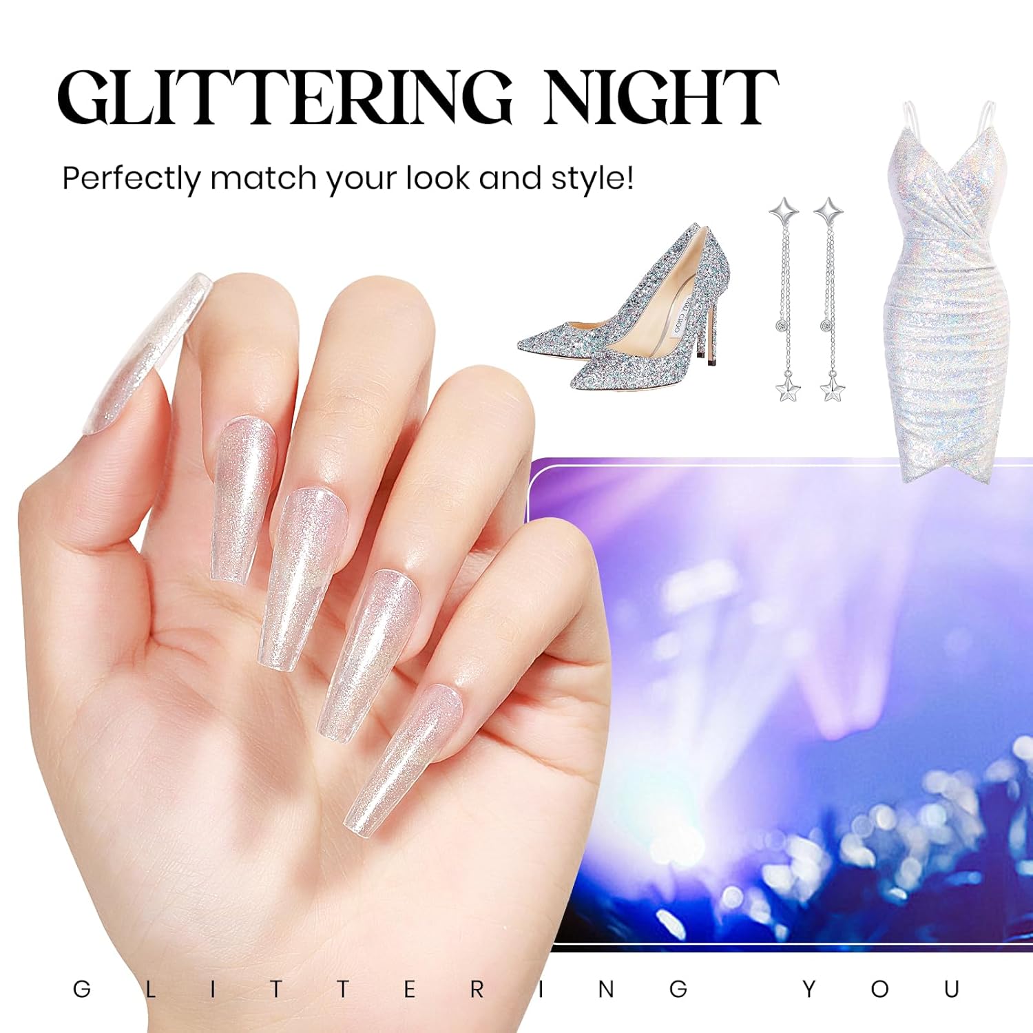 MIZHSE Translucent Shimmering Nail Polish, Quick Dry Clear Glitter White Nail Polish Air Dry Fast, 15ml High Glossy Sparkly Shiny Nail Art Salon Manicure Home-BrightBean Baby