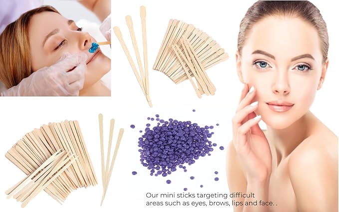 Mibly 1000 Pcs Wooden Wax Sticks - Eyebrow, Lip, Nose Small Waxing Applicator Sticks for Hair Removal and Smooth Skin - Spa and Home Usage-BrightBean Baby
