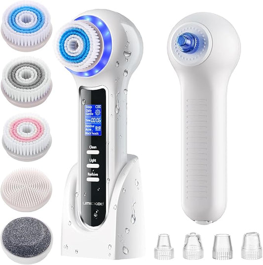 Face Scrubber Exfoliator with LCD Screen,Rechargeable Facial Cleansing Brush IPX7 Waterproof 3 in 1 Blackhead Remover Vacuum for Exfoliating,Massaging and Deep Pore Cleansing-BrightBean Baby