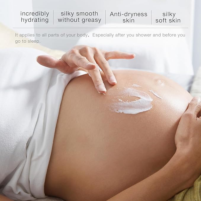 Body Lotion with Folic Acid,Stretch marks cream,Hyaluronic acid body lotion,Shea butter,Skin Firms, Smooth, unscented cream,sensitive skin, Moisturizing Dry Skin (6.7oz)-BrightBean Baby