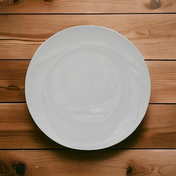 Festcool 2X14-inch Porcelain Circular Platters/Serving Plates, Platter, White, Stackable, Set of 2