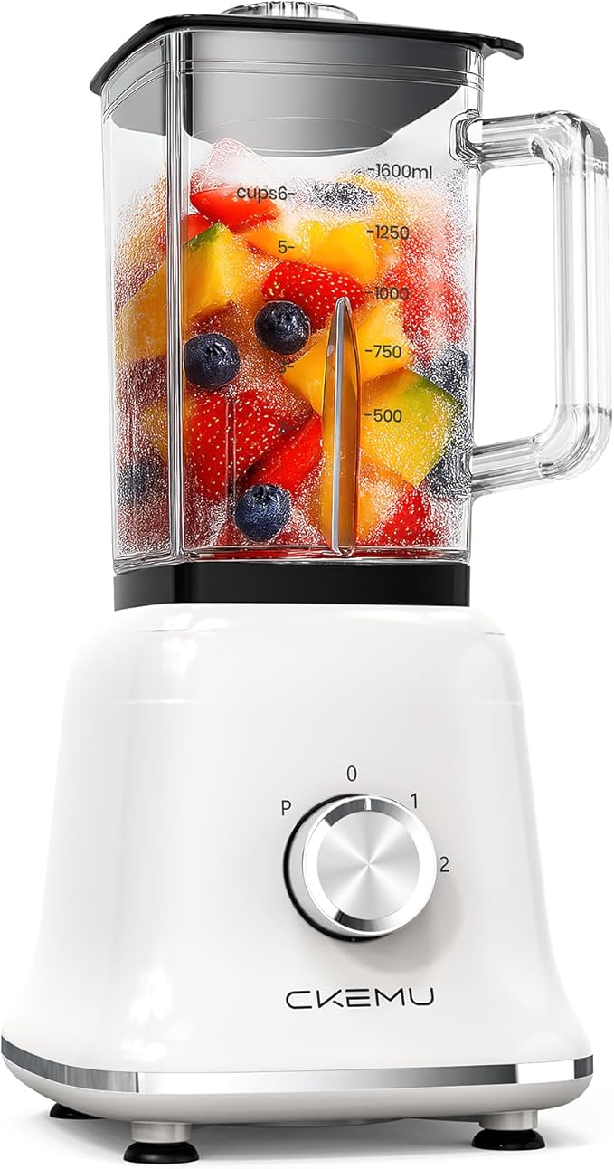 Professional Glass Blender for Smoothies - 58 Oz Jar 750W B02 White