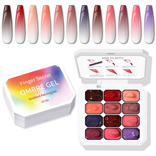 Sponge Pat Paint Nail Gel, Ombre Nails Gradient Gel Nail Blush Blooming Aura Nails Drawing Stripper Floral Painting DIY Nail Art, No Wipe, UV/LED Curing (12 Colors G)-BrightBean Baby