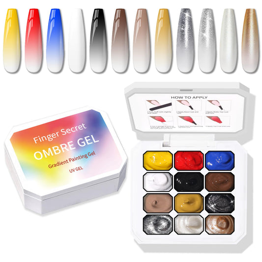 Sponge Pat Paint Nail Gel, Ombre Nails Gradient Gel Nail Blush Blooming Aura Nails Drawing Stripper Floral Painting DIY Nail Art, No Wipe, UV/LED Curing (12 Colors F)-BrightBean Baby