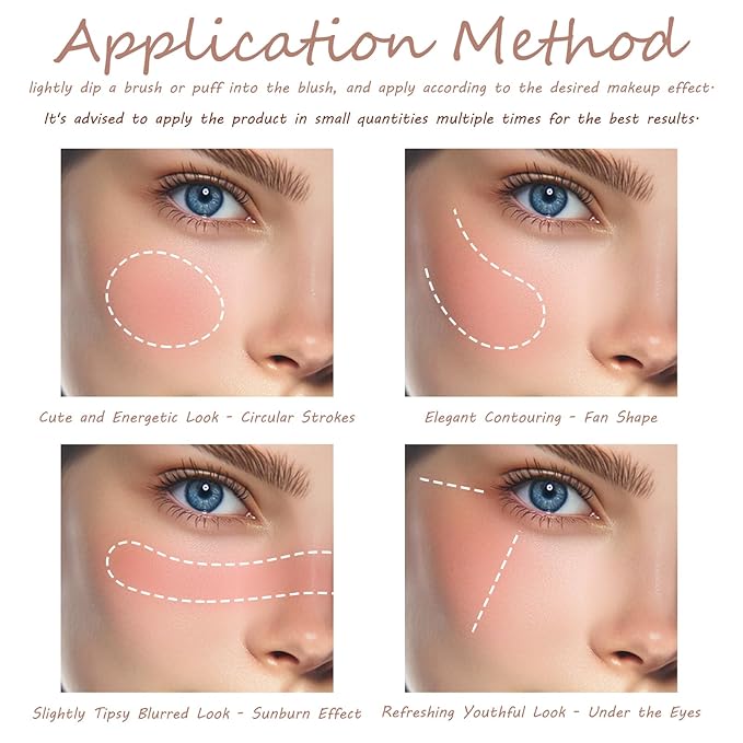 3 Color Matte Pink Blush Palette with Brush, Long Lasting Cheek Makeup, Light and Smooth Blush Powder for Face Beauty-BrightBean Baby