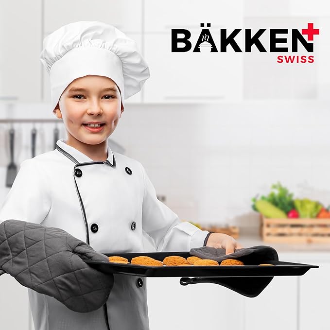 3 Piece Set Nonstick Carbon Steel Oven Bakeware -Professional Quality Kitchen Cooking Baking Trays -PFOA, PFOS, PTFE-Free Small, Medium & Large Baking Sheet Pans