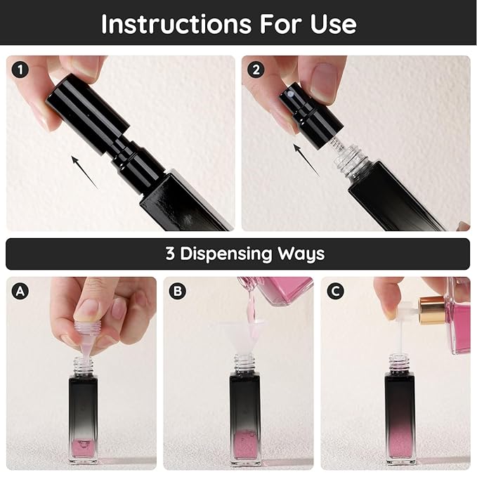 Segbeauty 0.34oz Perfume Atomizer, 10 Pack Glass Mini Travel Perfume Bottle Refillable, 10ml Empty Travel Size Bottles for Cologne Fragrance, Cologne Sprayer with Transfer Tools Set for Refill-BrightBean Baby