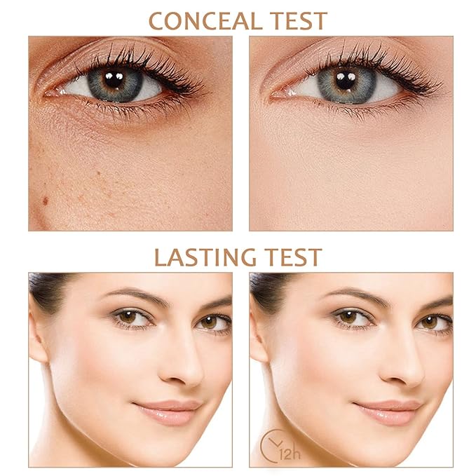 2 Pcs BB Cream Full Coverage Foundation,Hydrating Natural Flawless Concealer, Clean Nude Makeup Base,Color Correcting Oil-Free BB Cream(light skin tone)-BrightBean Baby