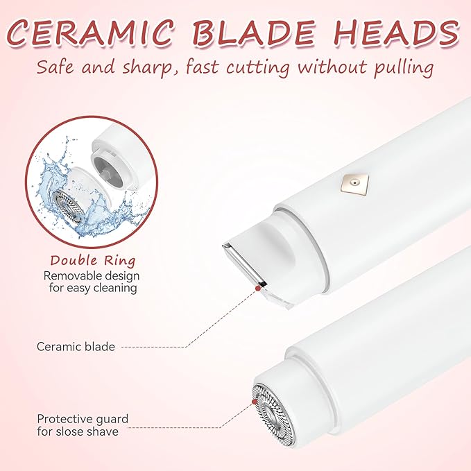 Bikini Trimmer for Women - 2 in 1 Electric Body Hair Trimmer for Silky Skin, Cordless Body Shaver for Travel, IPX7 Waterproof & Easy to Clean, Replaceable Ceramic Blade Heads (White)-BrightBean Baby