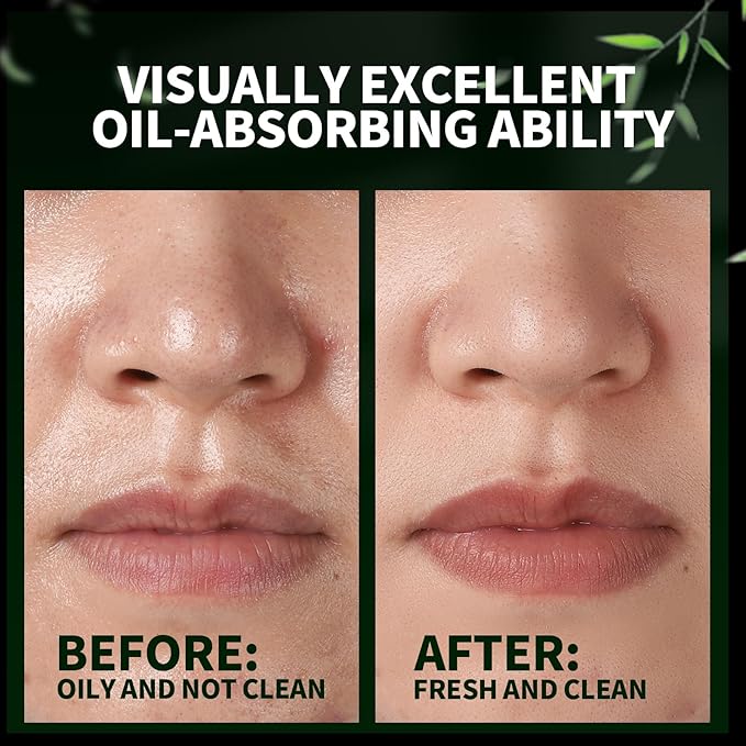 1200PCS Blotting Paper for Oily Skin, Natural Bamboo Charcoal Blotting Paper, 100 * 70MM Large Oil Blotting Sheets for Face, Makeup-BrightBean Baby