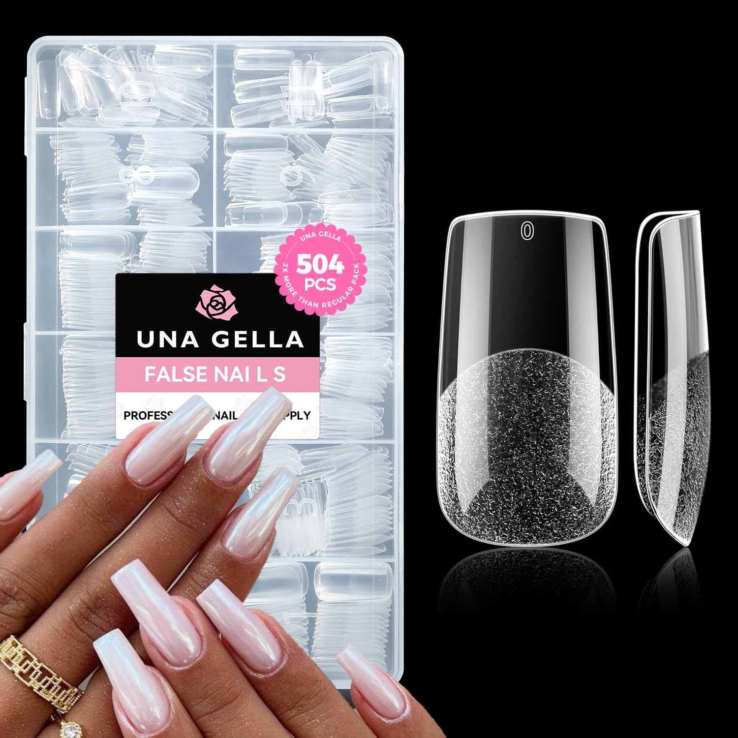 UNA GELLA Square Fake Nails, 504pcs Gel Nail Tips Clear Press on Nails Pre-shape for Full Cover Square Nails French False Nails For Nail Extension Nail Art Home DIY 12 Sizes False Gelly Tips-BrightBean Baby