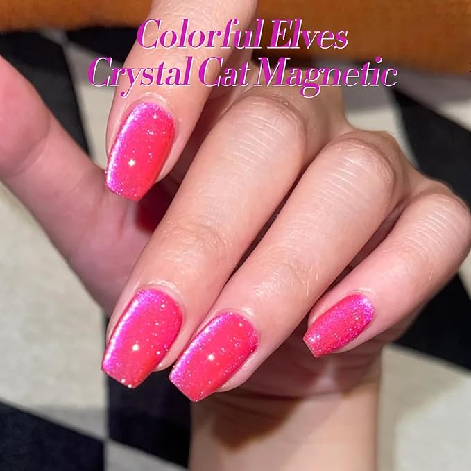 Born Pretty Cat Magnetic Eye Gel Nail Polish Spring Summer Neon Shimmer Glitter Holographic Cat Magnetic Eye Gel Crystal Glass Cat Magnetic Gel Polish Nail Art Manicure DIY at Home 6PCS-BrightBean Baby