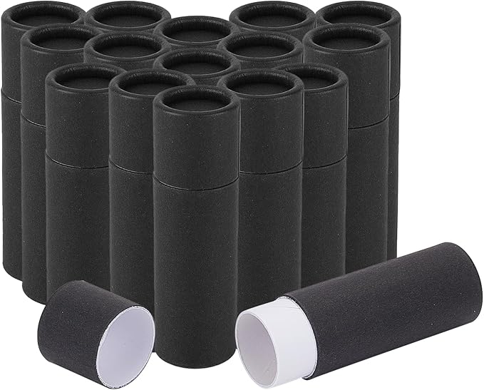 NICENEEDED 15 Pcs Paperboard Lip Balm Tubes, 0.4 Oz Kraft Paper Lipstick Tube, Cardboard Empty Deodorant Container Solid Perfume Tube Cosmetic Box for DIY Chapstick Deodorant Crayon-BrightBean Baby