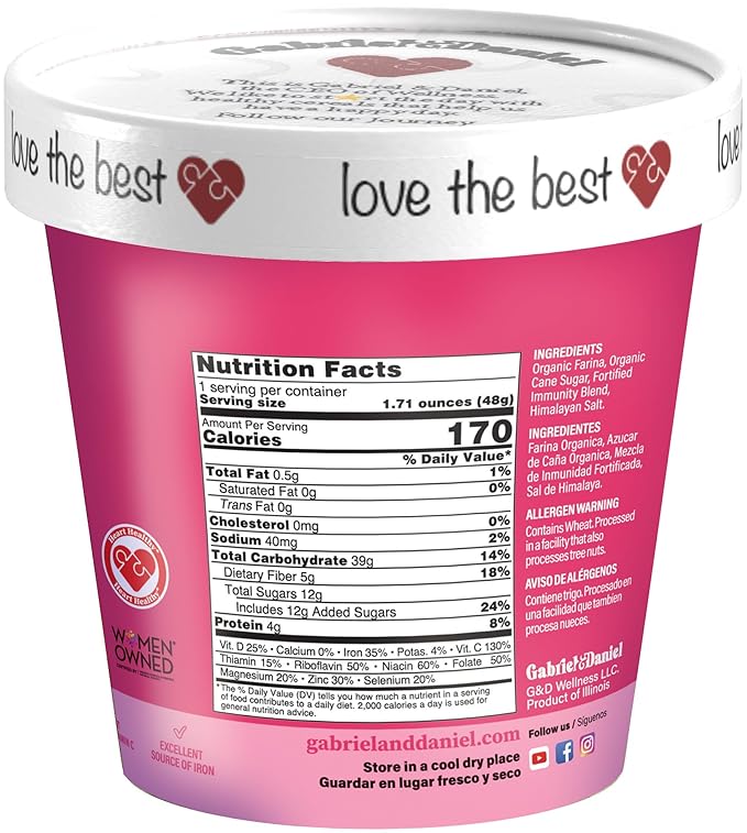 Gabriel & Daniel Organic Instant Creamy Wheat (Farina) Hot Cereal Cup – Non-GMO, Pure and Organic Breakfast Cereal – Rich in Iron & Vitamin C for a Nourishing and Quick Meal – Smooth & Creamy Texture (Pack of 6)-BrightBean Baby