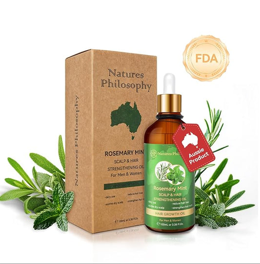 NP NATURES PHILOSOPHY Rosemary Oil for Hair Growth, Hair Growth Oil 3.38 fl oz, Anti-Hair Loss, Quickly Absorbed & Non-Greasy, Aussie Organic Hair Serum for All Hair Types, for Men and Women-BrightBean Baby