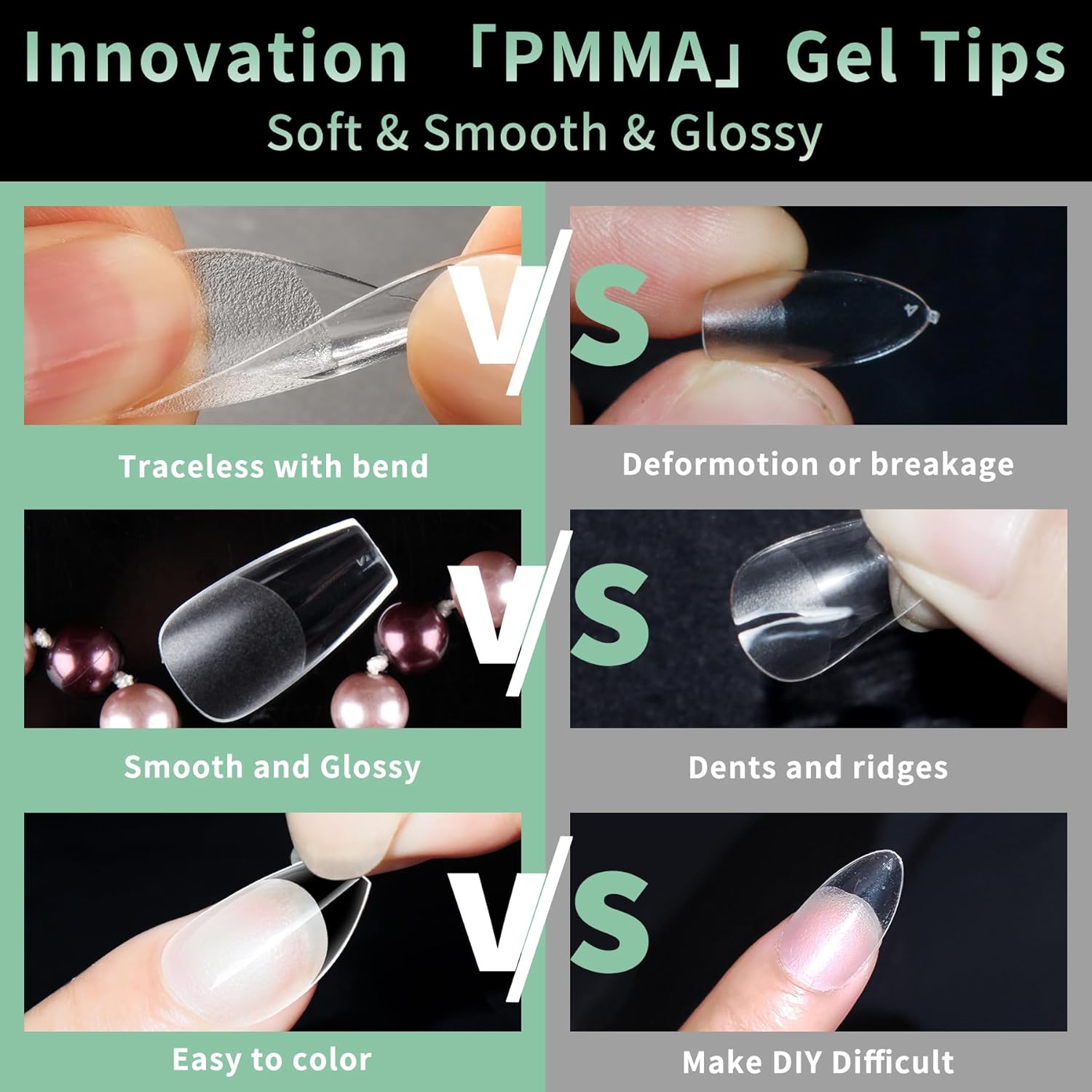 Medium Coffin Nail Tips, 216pcs Acrylic Ballerina Soft Fake Nails Gel Nail Tips, Full Cover Pre-Shaped Matte Clear Press on Nails for Extension, Diy at Home Manicure 12 Sizes-BrightBean Baby