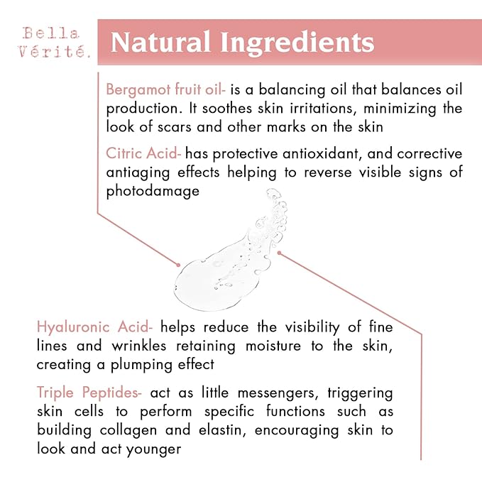 Bella Vérité. Vegan, Tri-Peptide Eye Serum for Mature Skin, Under Eyes to Smooth Fine Lines, Brighten Dark Circles and De-Puff Bags with Hyaluronic Acid, Bergamot, and Triple Peptides, 1 Fl Oz-BrightBean Baby