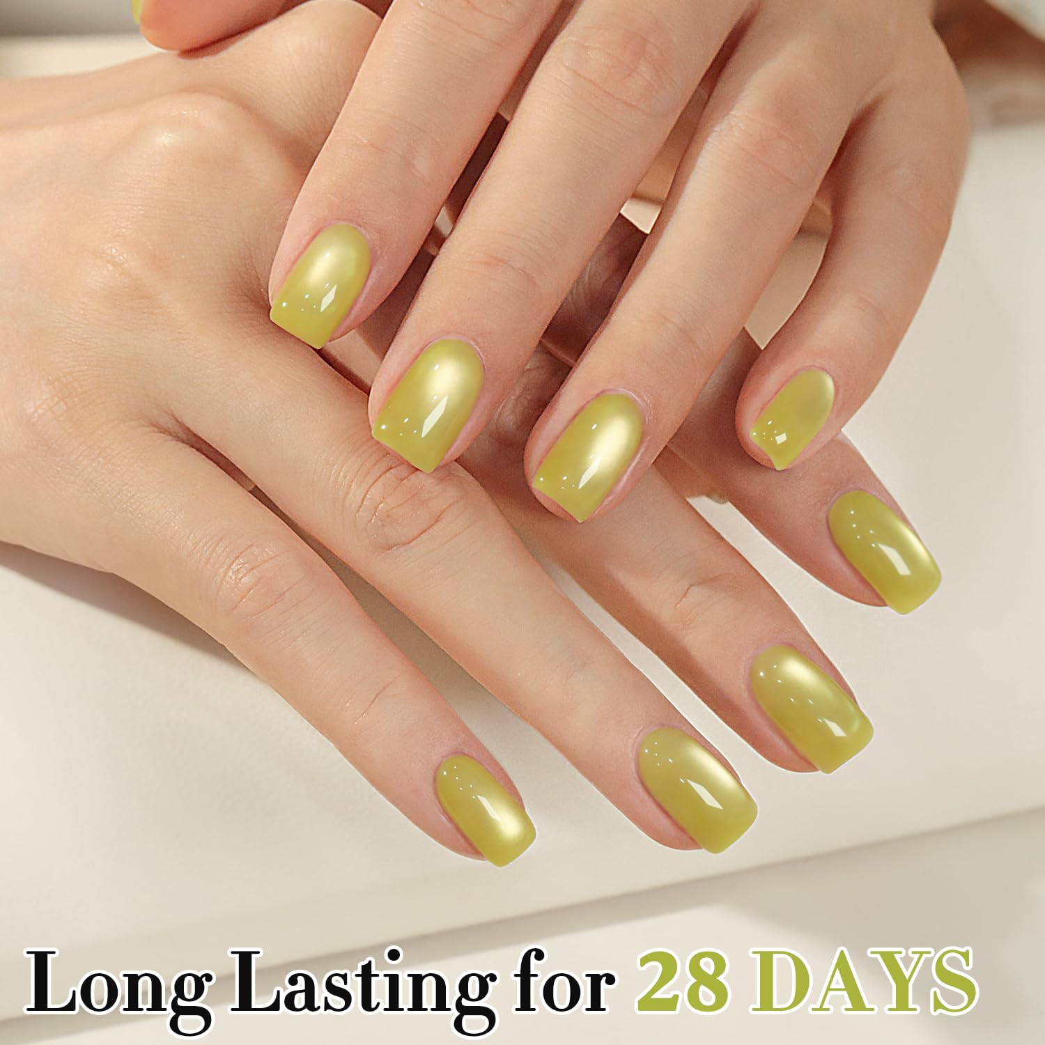 Double Rhythm 15ML Ice Glass Cat Eye Gel Polish with Magnet Holographic Glitter Shimmer Translucent Sheer Color Salon Soak Off Magnetic Nail at Home (Green Gold-MC1246)-BrightBean Baby