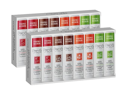 100% Natural Lip Balm Set, Hydrating and Moisturizing Beeswax Natural Flavor Assortment, Lip Moisturizer for Dry Lips, Cocoa Butter, Petroleum Free, 8 Count, 2 Pack-BrightBean Baby