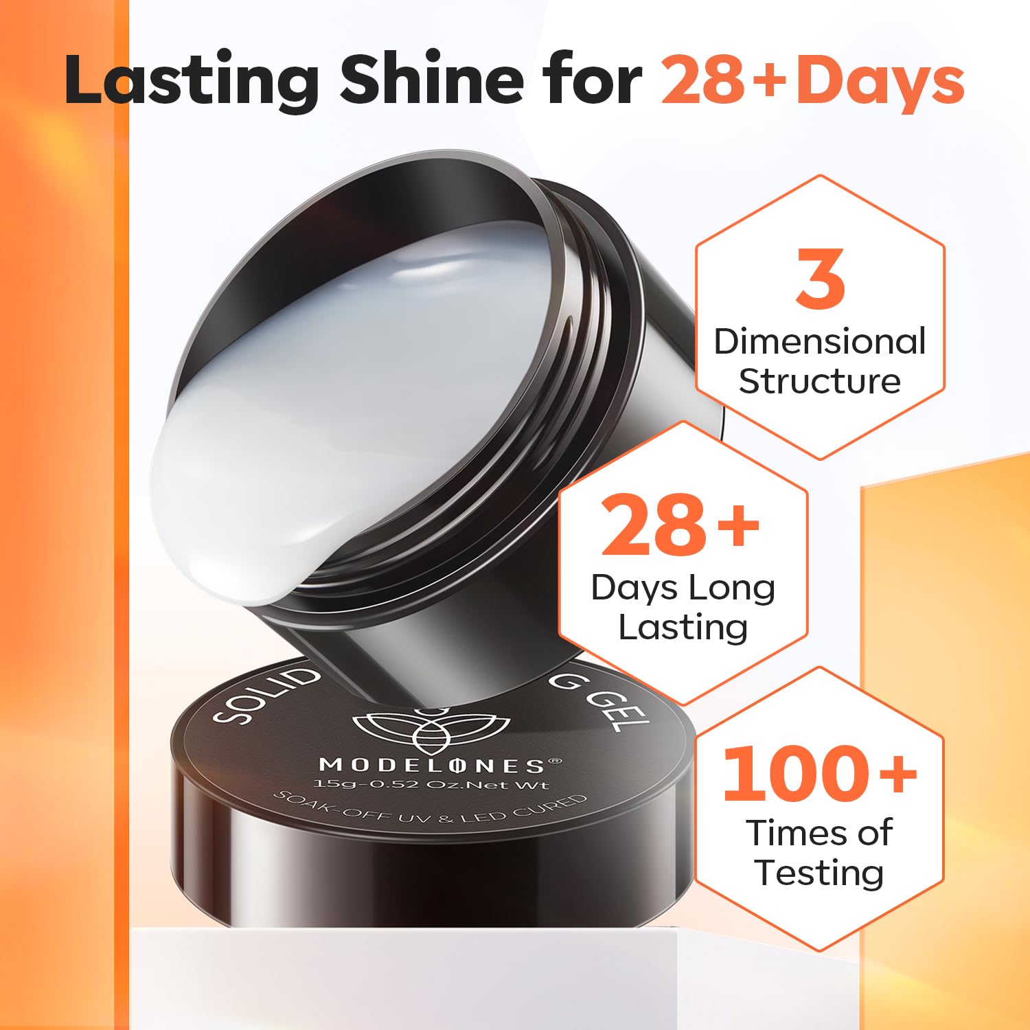 modelones 3D Sculpting Gel, Milky White Solid Nail Builder Hard Gel for Nail Art Molding & Extensions for Chrome Powder, Nails Glitter Polish Home DIY Manicure, U V Lamp Needed-BrightBean Baby